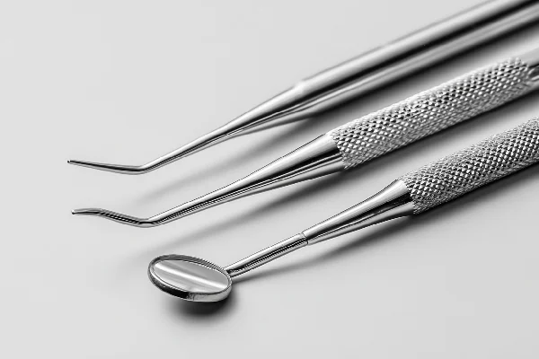 Instrumentos utilizados en una limpieza dental profesional en clínica